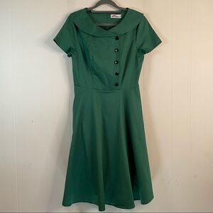 Alagirls Green Retro A-Line Dress